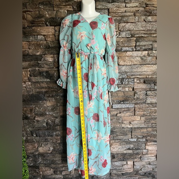 GB Girls Blue and Red Sundress with Bishop Sleeves - Picture 11 of 14